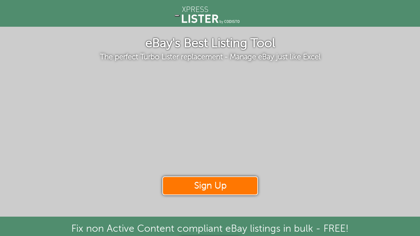 Xpress Lister Landing page