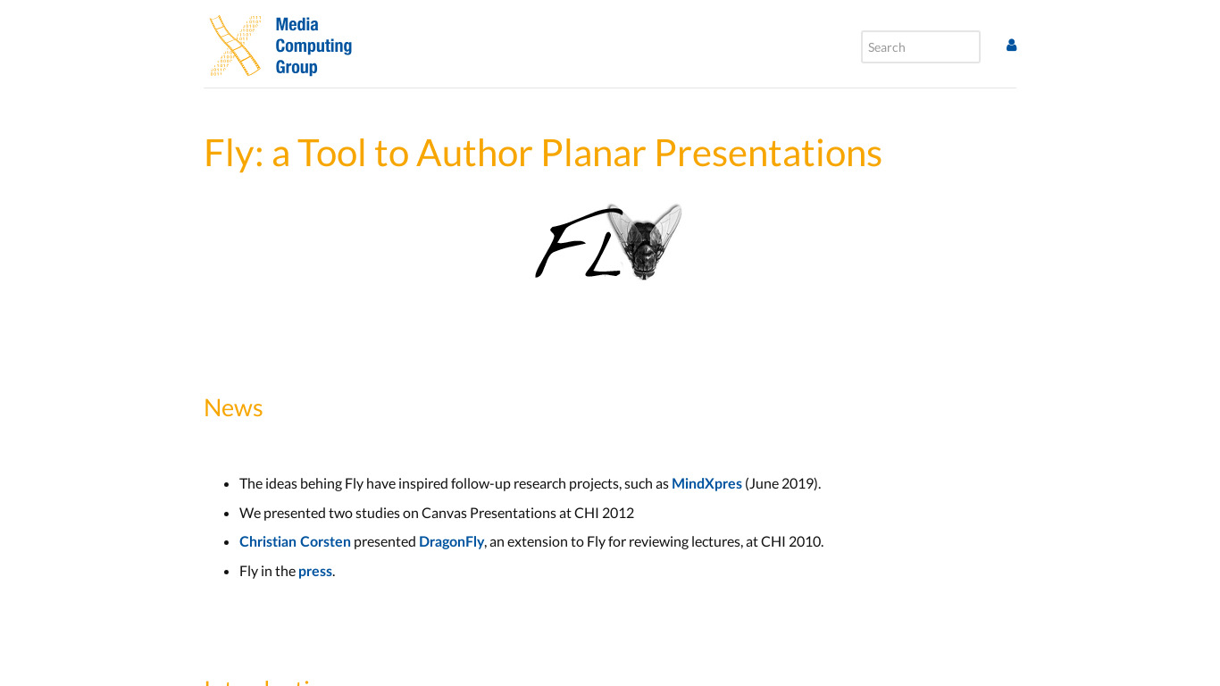 Fly Planar Presentations Landing page