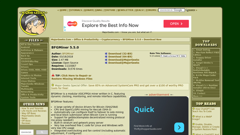 BFGMiner Landing Page