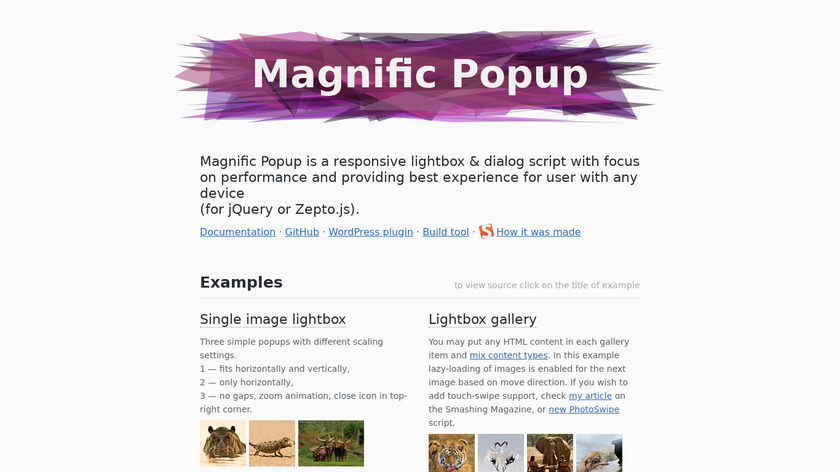Magnific Popup Landing Page
