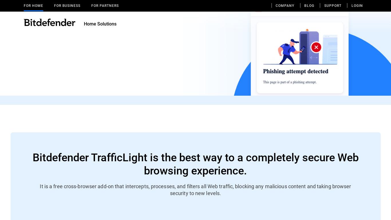 BitDefender TrafficLight Landing page