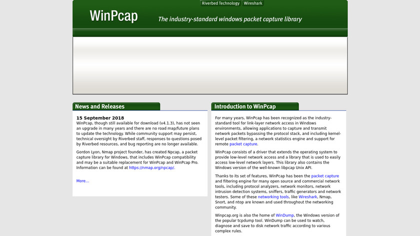 WinPcap Landing Page