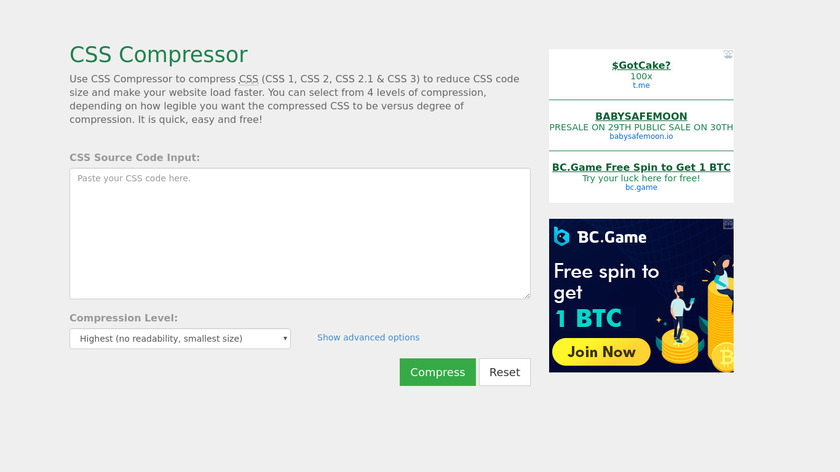 CSS Compressor Landing Page