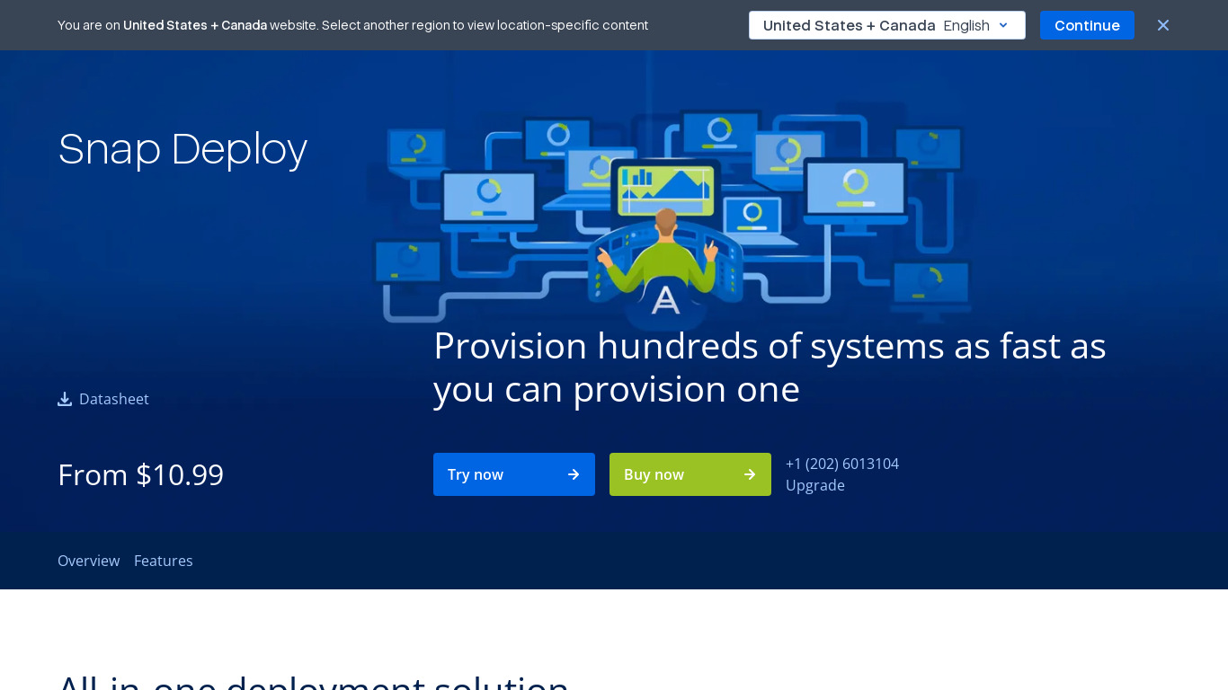 Acronis Snap Deploy Landing page