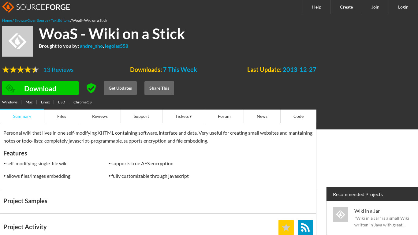 Wiki on a Stick Landing page