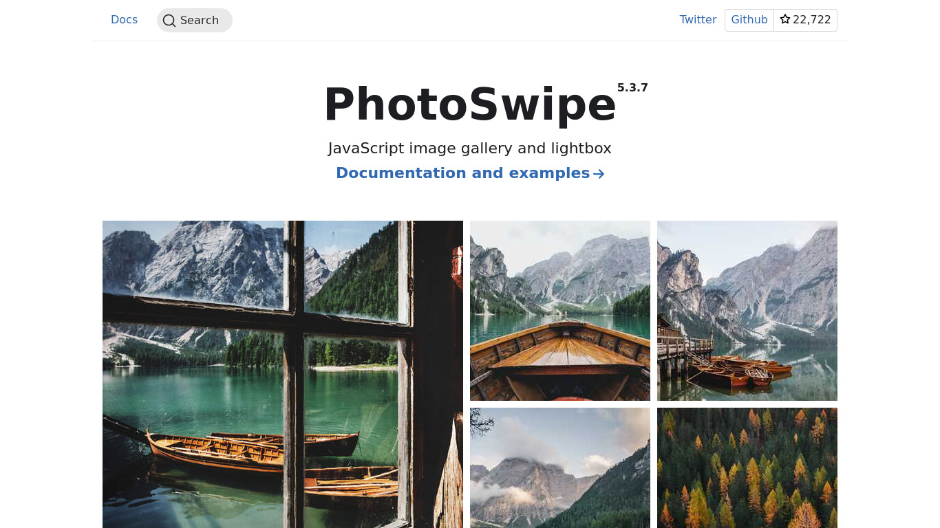 PhotoSwipe Landing page