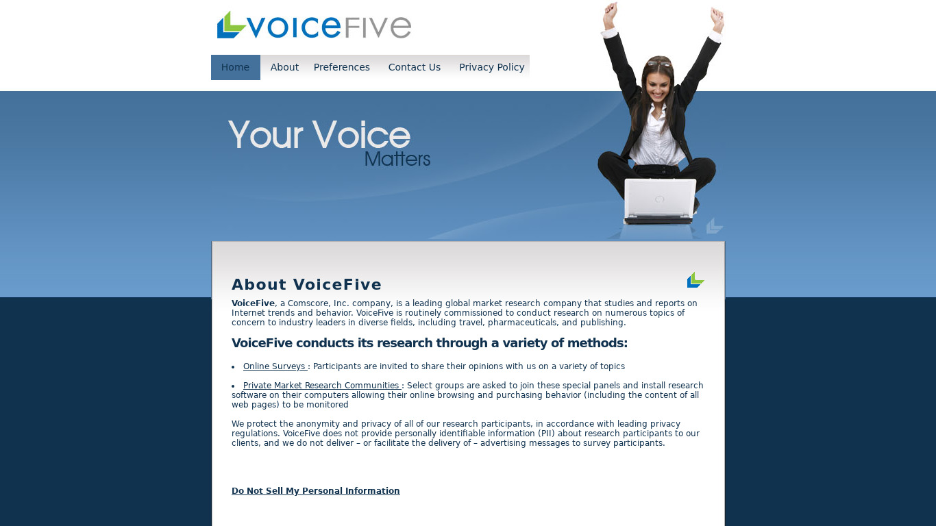 VoiceFive Landing page
