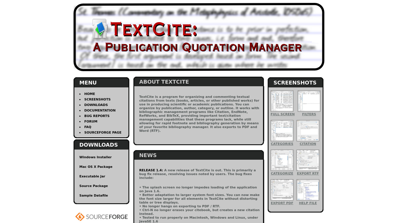 TextCite Landing page