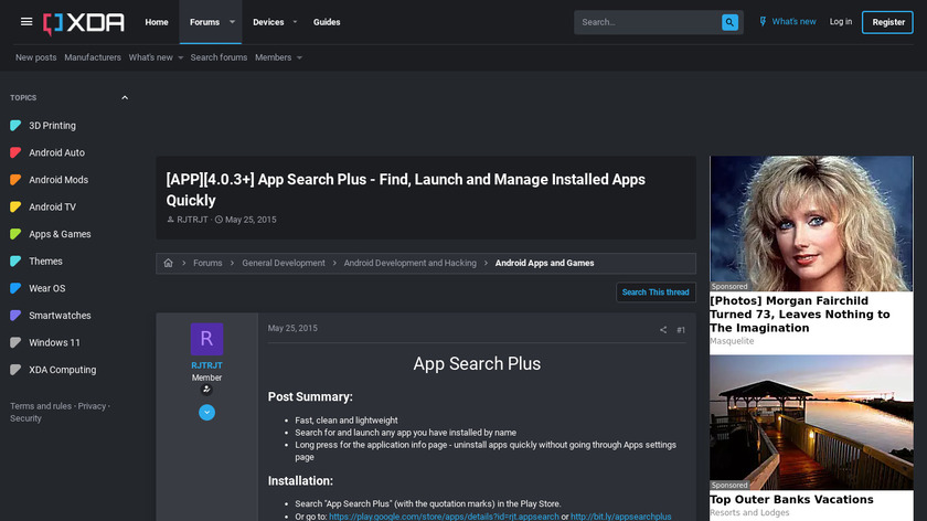 App Search Plus Landing Page