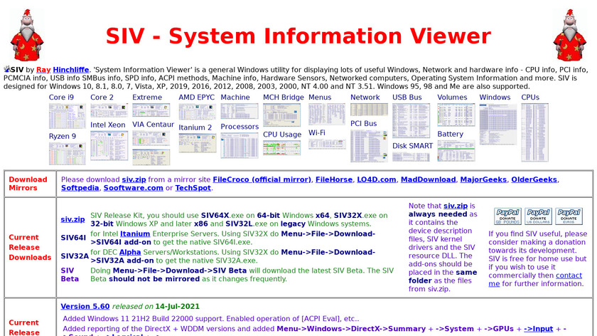 SIV - System Information Viewer Landing Page