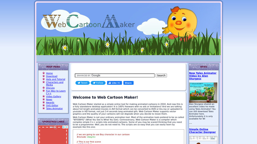 Web Cartoon Maker Landing Page