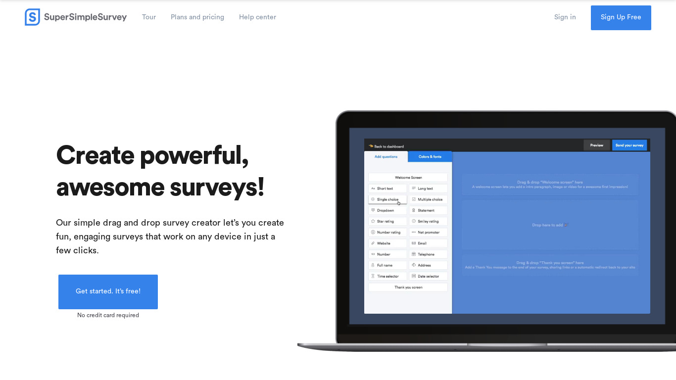 Super Simple Survey Landing page