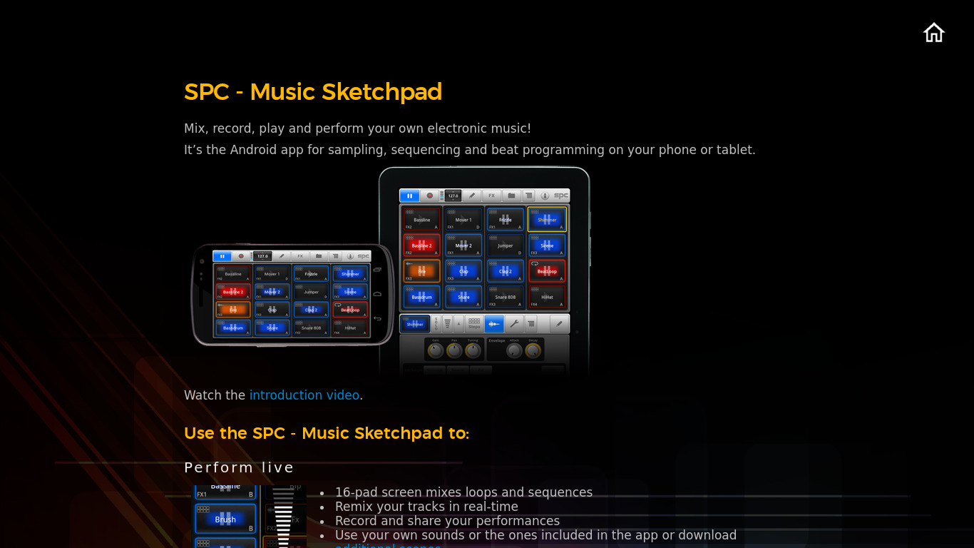 SPC - Music Sketchpad Landing page