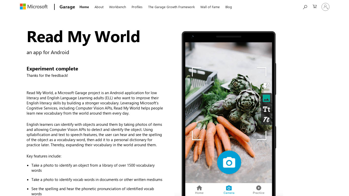Read My World by Microsoft Landing page