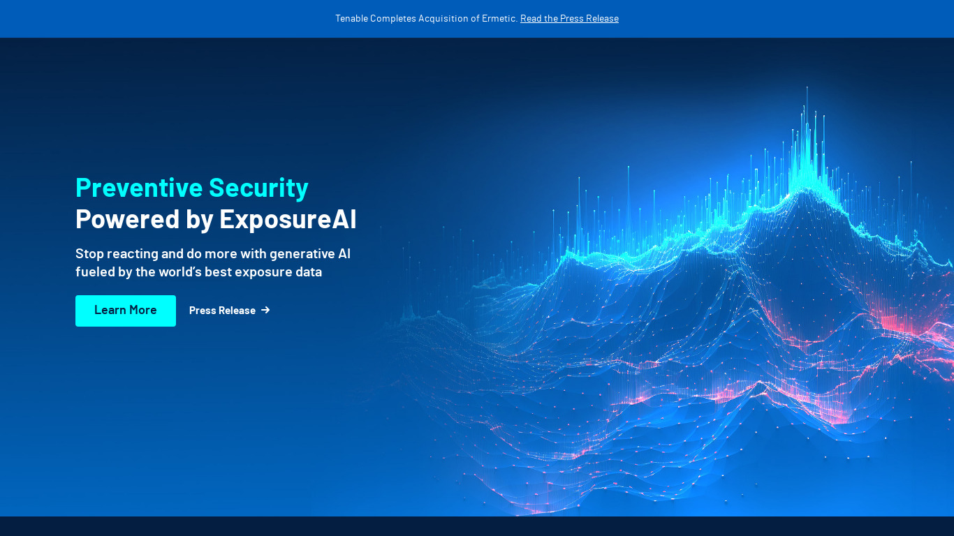 Tenable Network Security Landing page