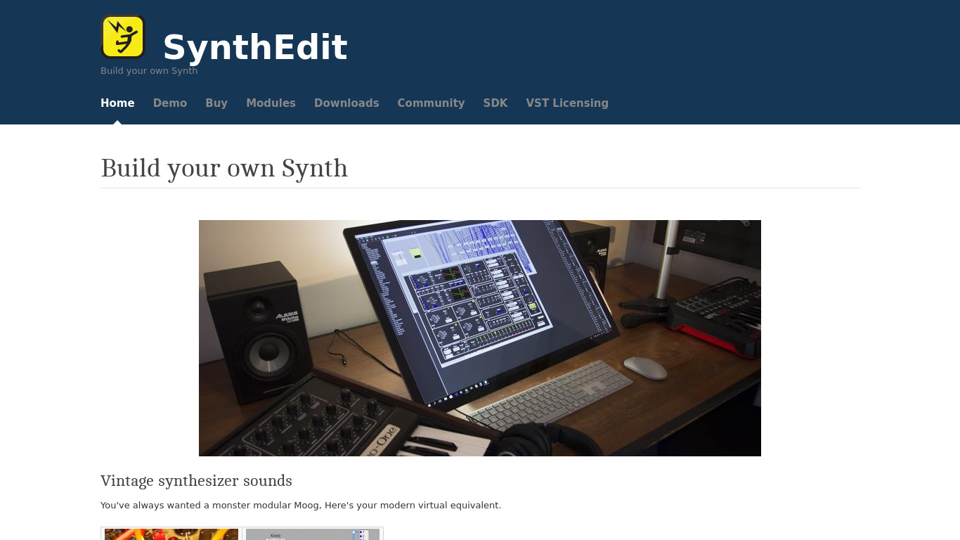 SynthEdit Landing page