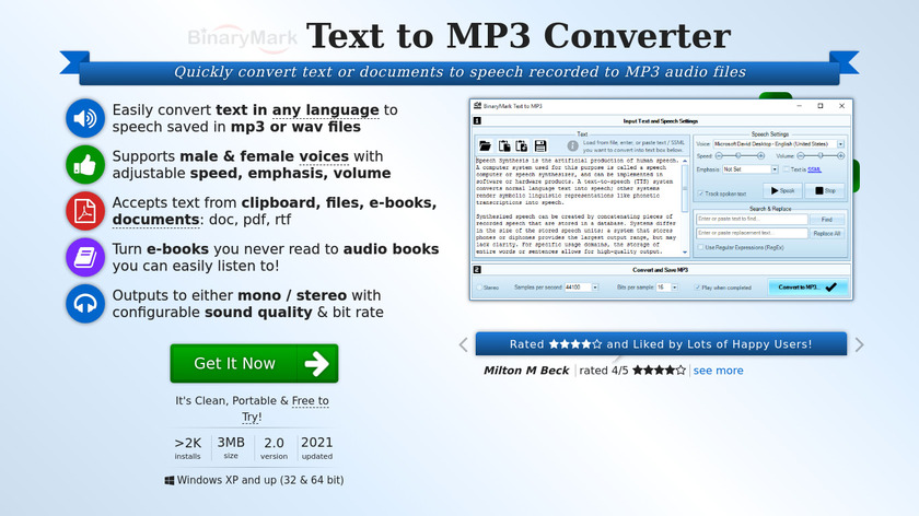 Text to MP3 Converter Landing Page