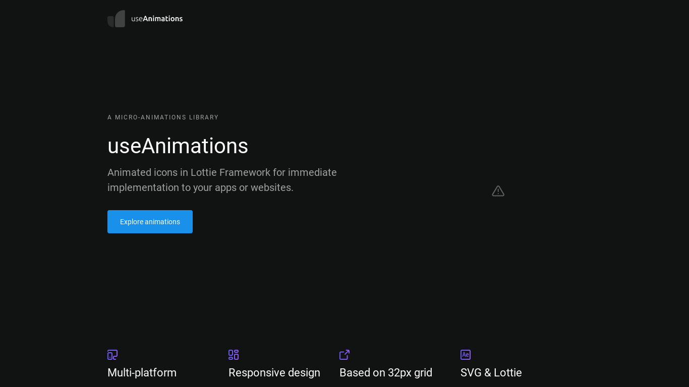 useAnimations Landing page