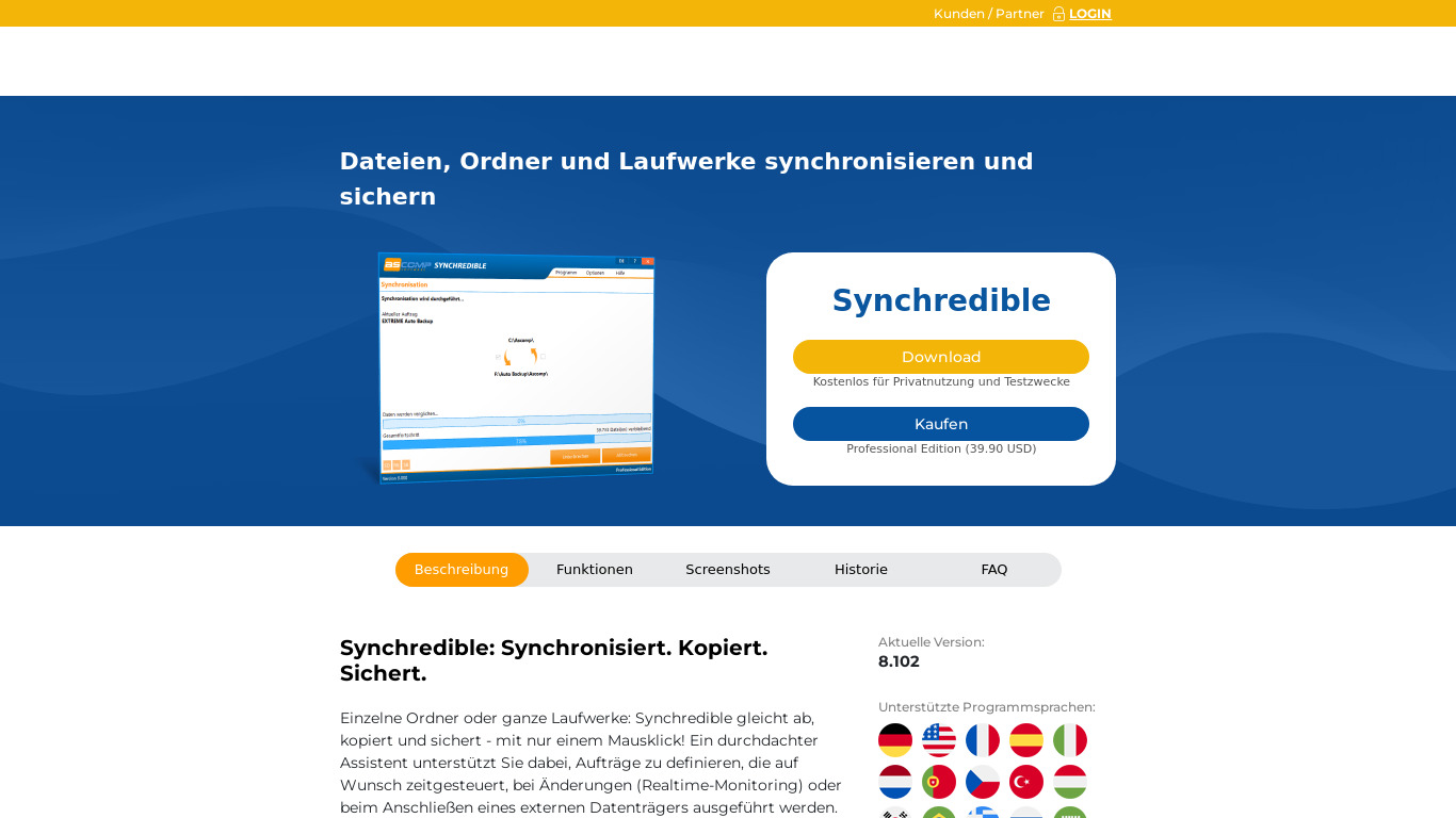 Synchredible Landing page