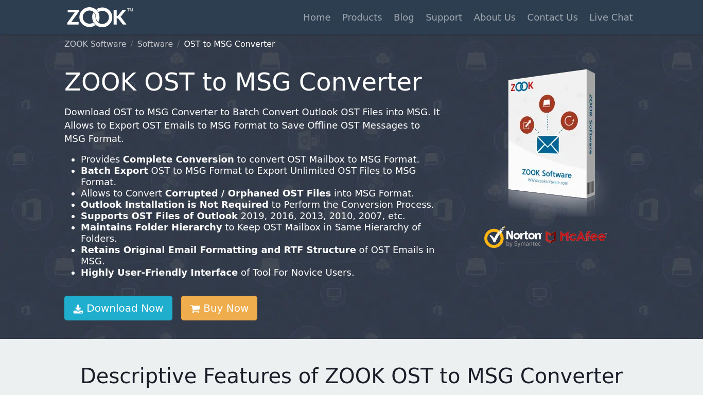ZOOK OST to MSG Converter Landing page