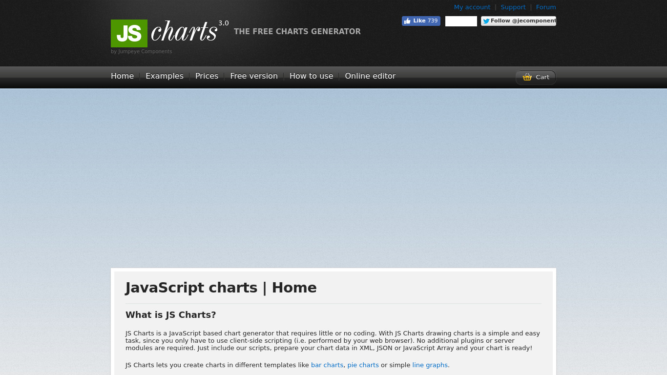 JS Charts Landing page