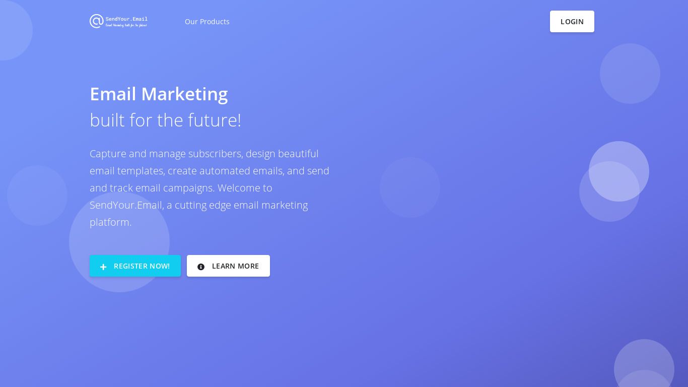 SendYour.Email Landing page