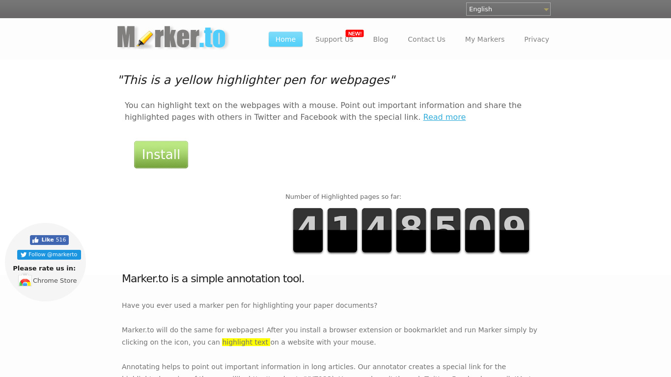 Marker.to Landing page