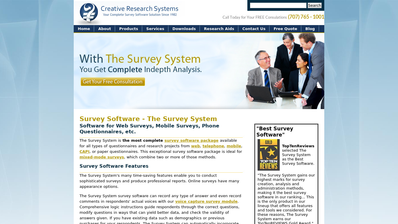 Survey System Landing page