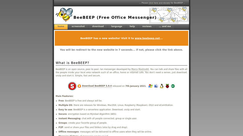BeeBEEP Landing Page