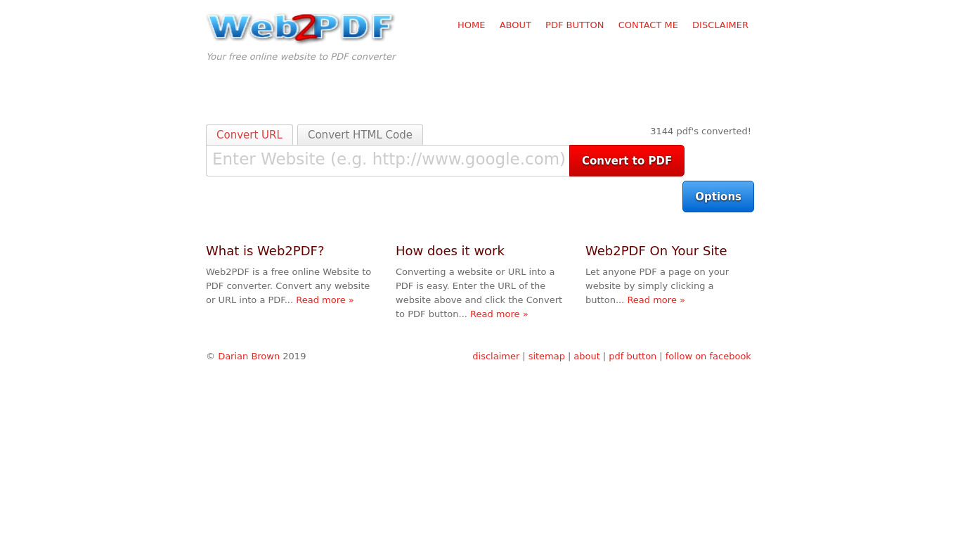 Web2PDF.com.au Landing page