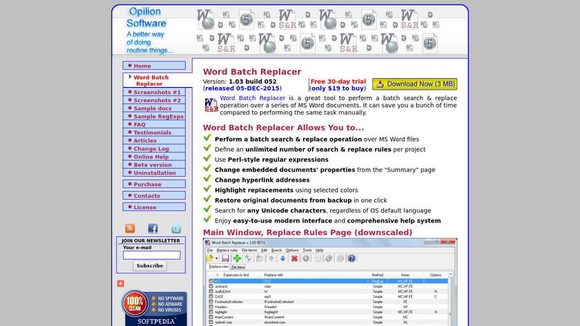 Word Batch Replacer Landing Page