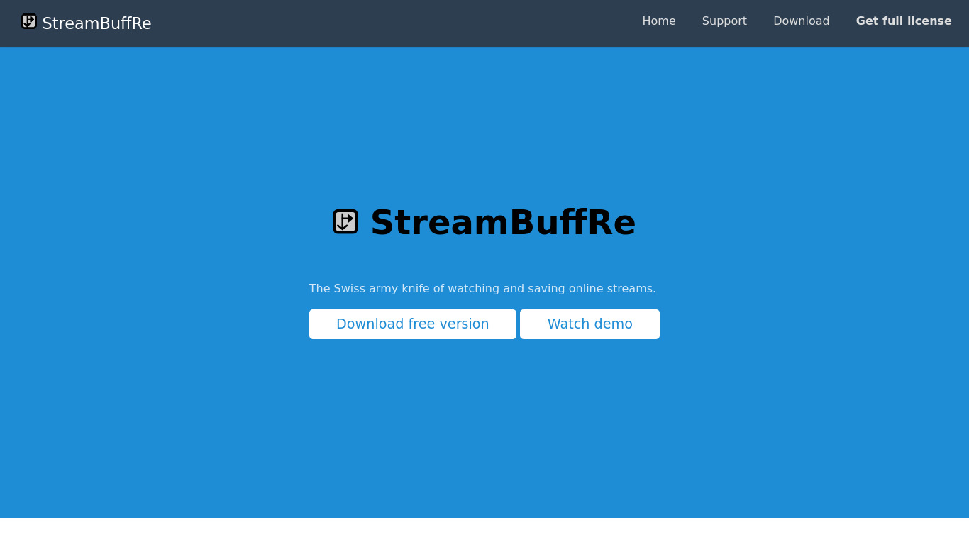 StreamBuffRe Landing page