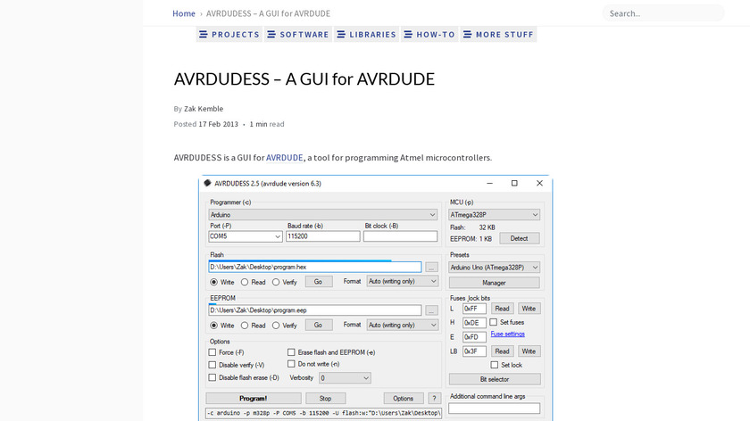 AVRDUDESS Landing Page