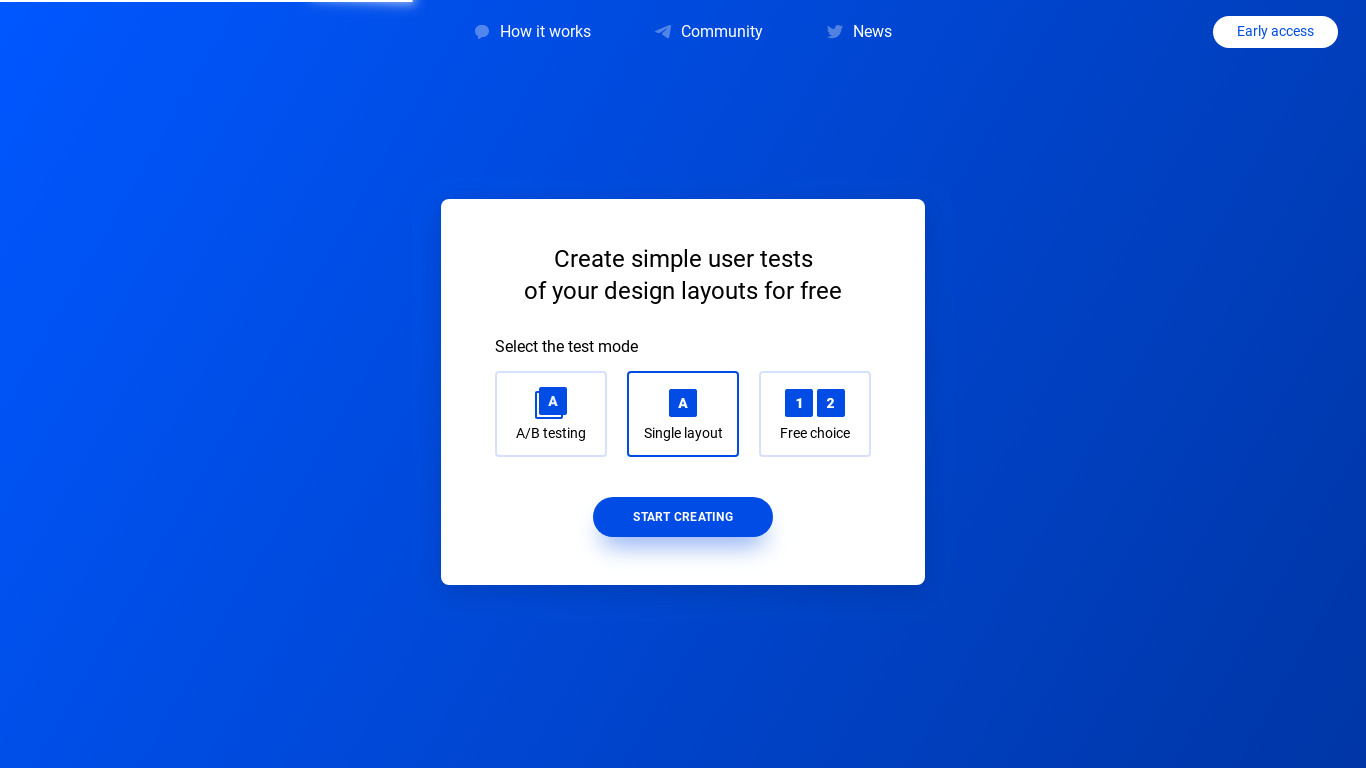One Click Test Landing page