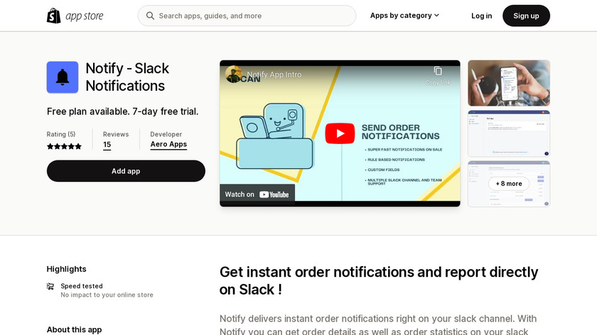 Notify-Slack Notifications Landing Page
