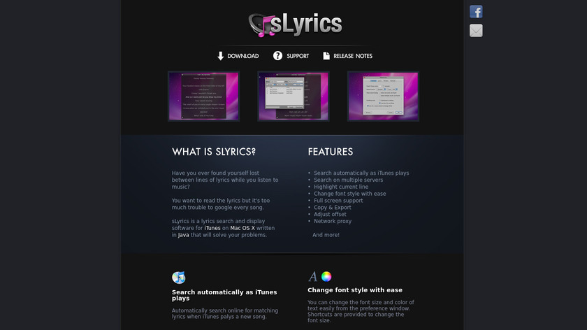 sLyrics Landing Page