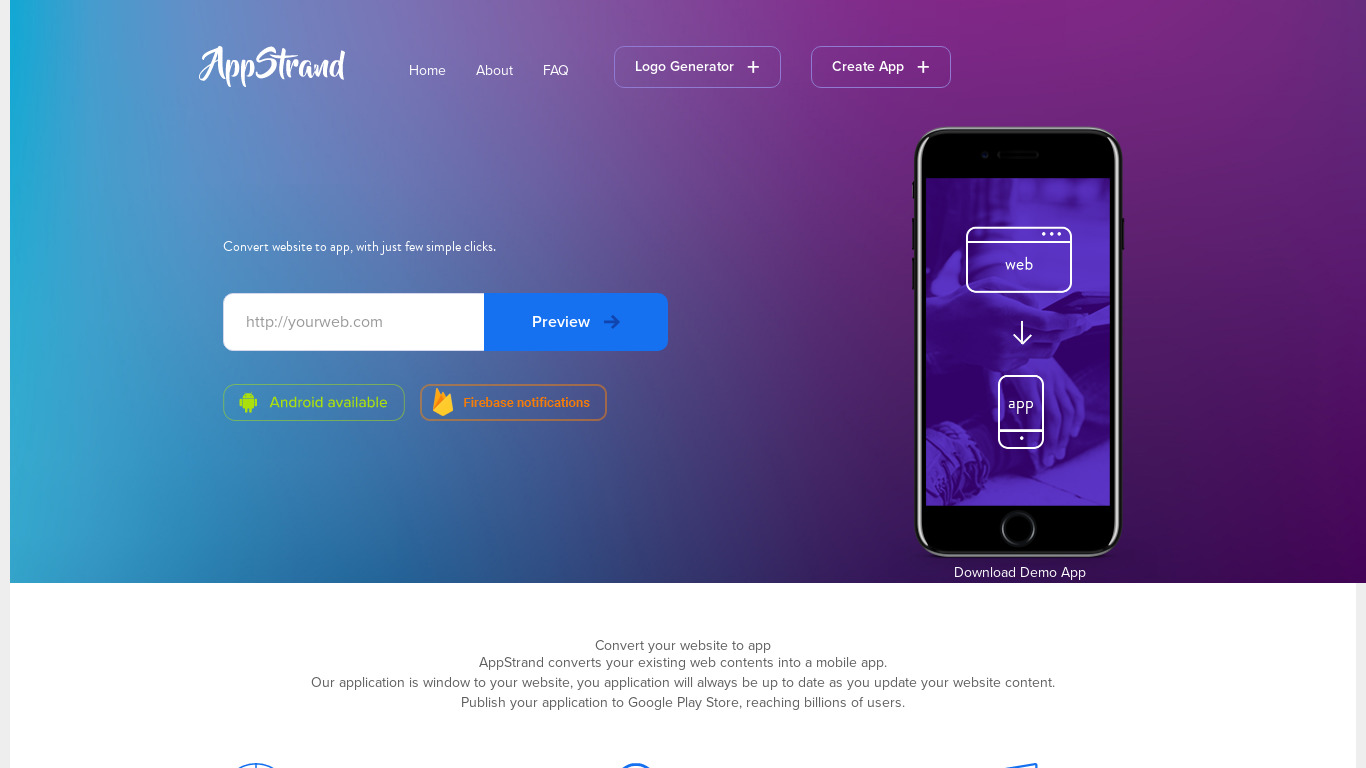 Appstrand Landing page