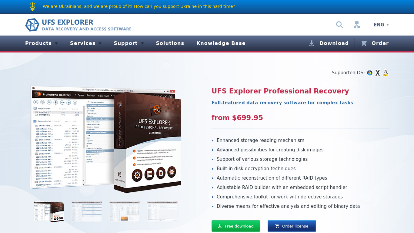 UFS Explorer Professional Recovery Landing page