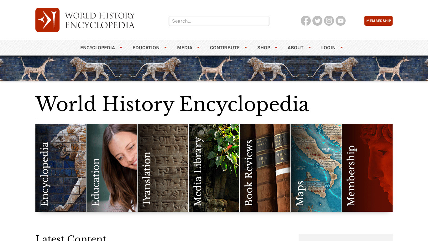 Ancient History Encyclopedia Landing page