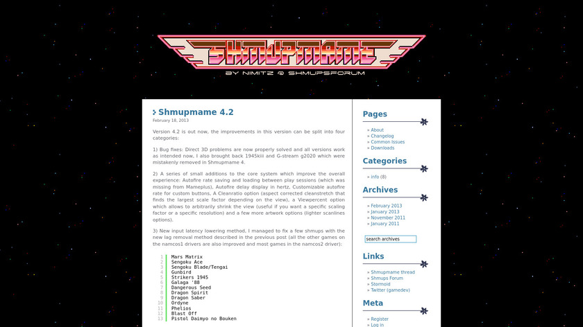 Shmupmame Landing Page