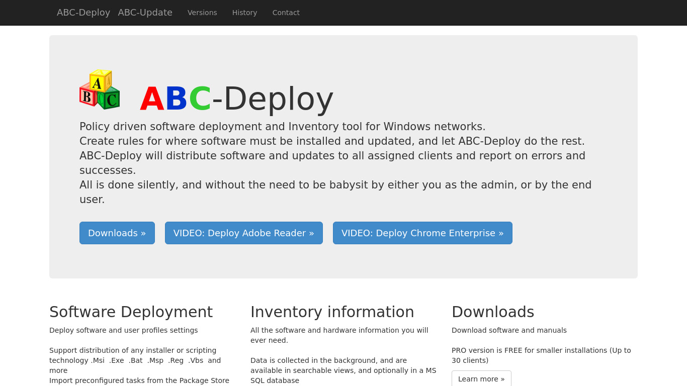 ABC-Deploy Landing page