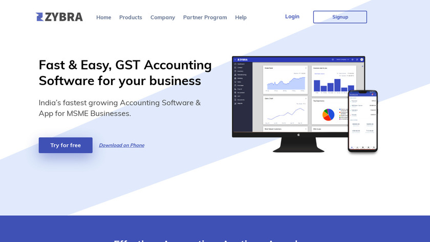 Zybra Accounting Software Landing Page