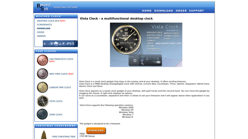 Vista Clock Landing Page
