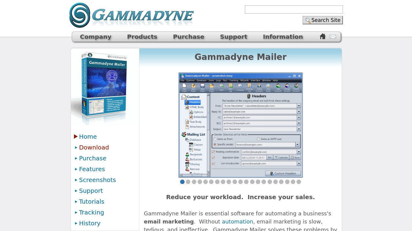 Gammadyne Mailer Landing page