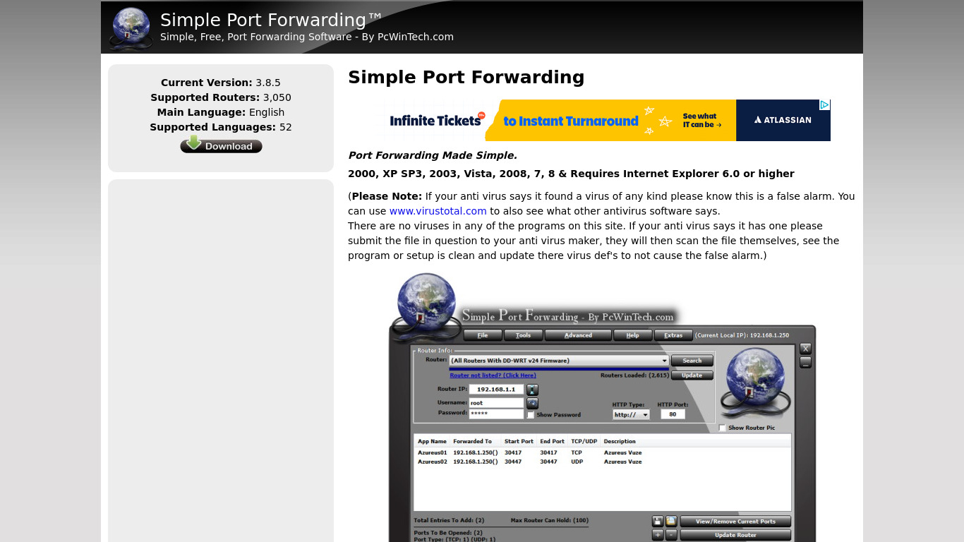 Simple Port Forwarding Landing page