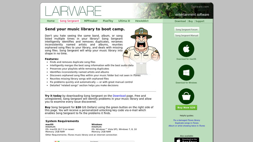 Song Sergeant Landing Page
