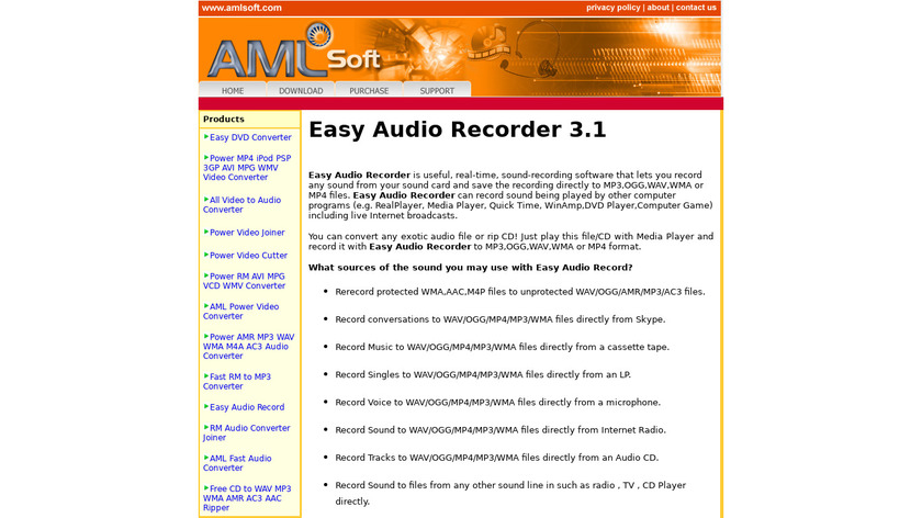 AML Easy Audio Recorder Landing Page