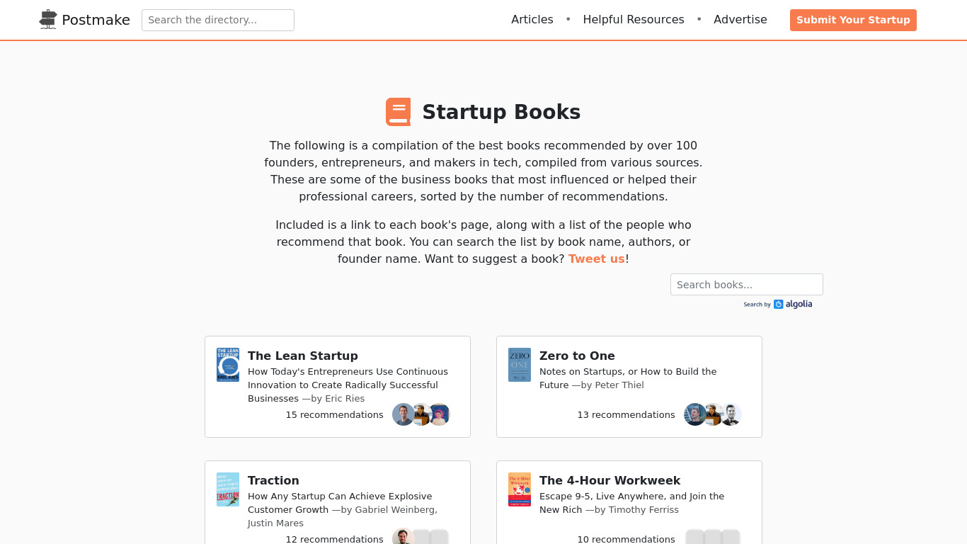 Founder Books Landing page