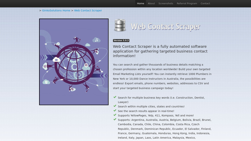 Web Contact Scraper Landing Page