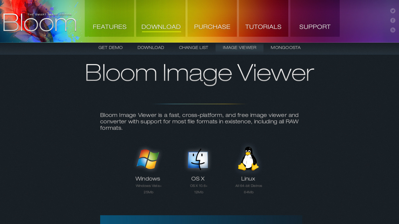 Bloom Image Viewer Landing page